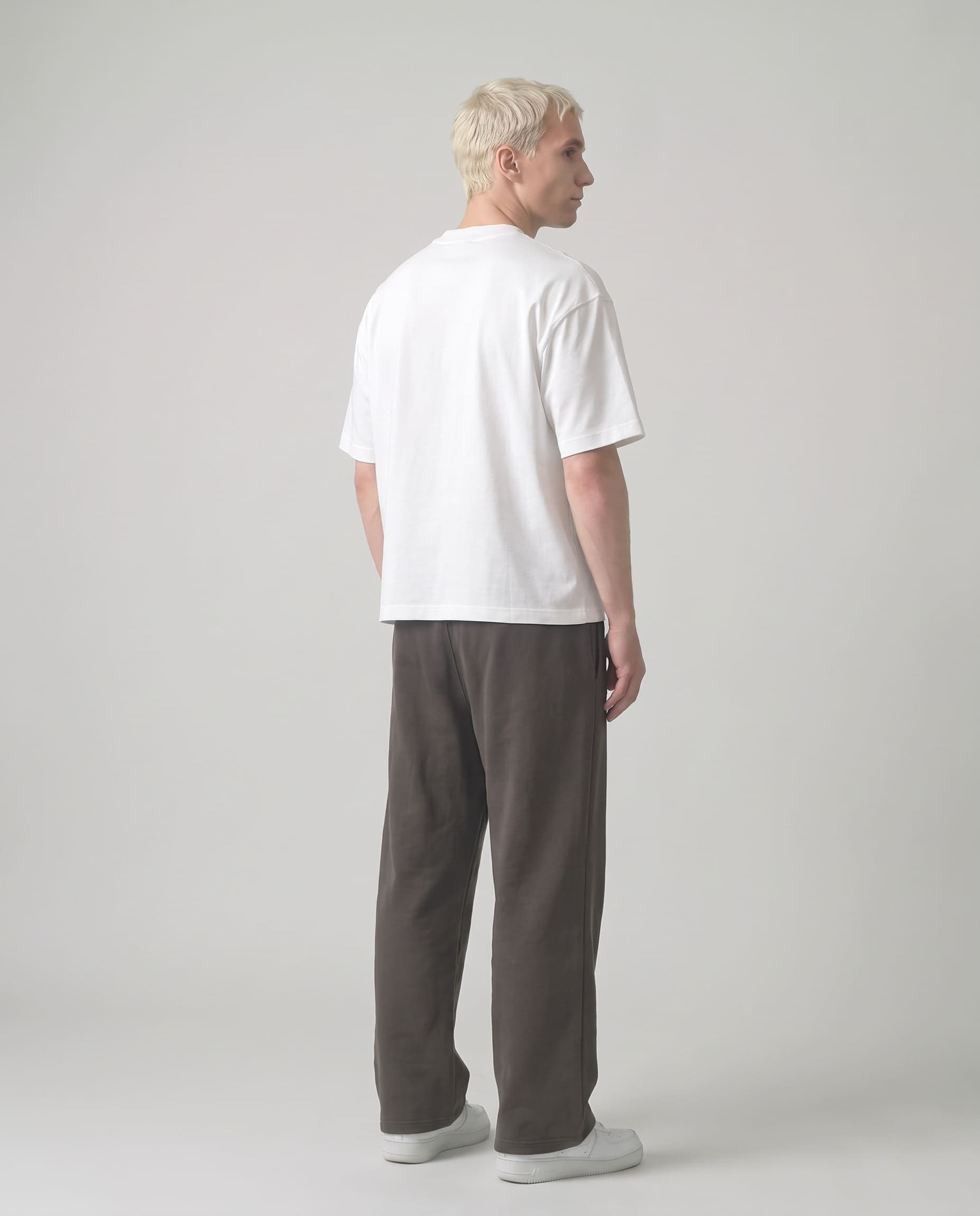 Pantalone Tuta Felpato Color Moro Gamba Dritta a Palazzo - 5