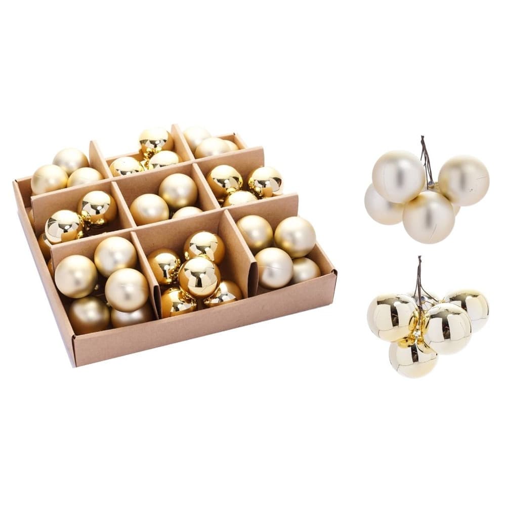 SET 9PZ GRAPPOLO DI 5 PALLINE NATALIZIE DA 4CM LUCIDE OPACHE DECORAZIONI ADDOBBI FESTE - 4