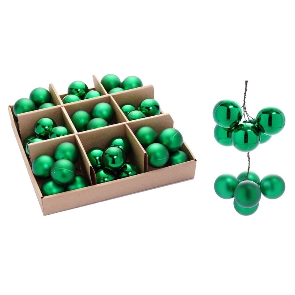 SET 9PZ GRAPPOLO DI 5 PALLINE NATALIZIE DA 4CM LUCIDE OPACHE DECORAZIONI ADDOBBI FESTE - 6