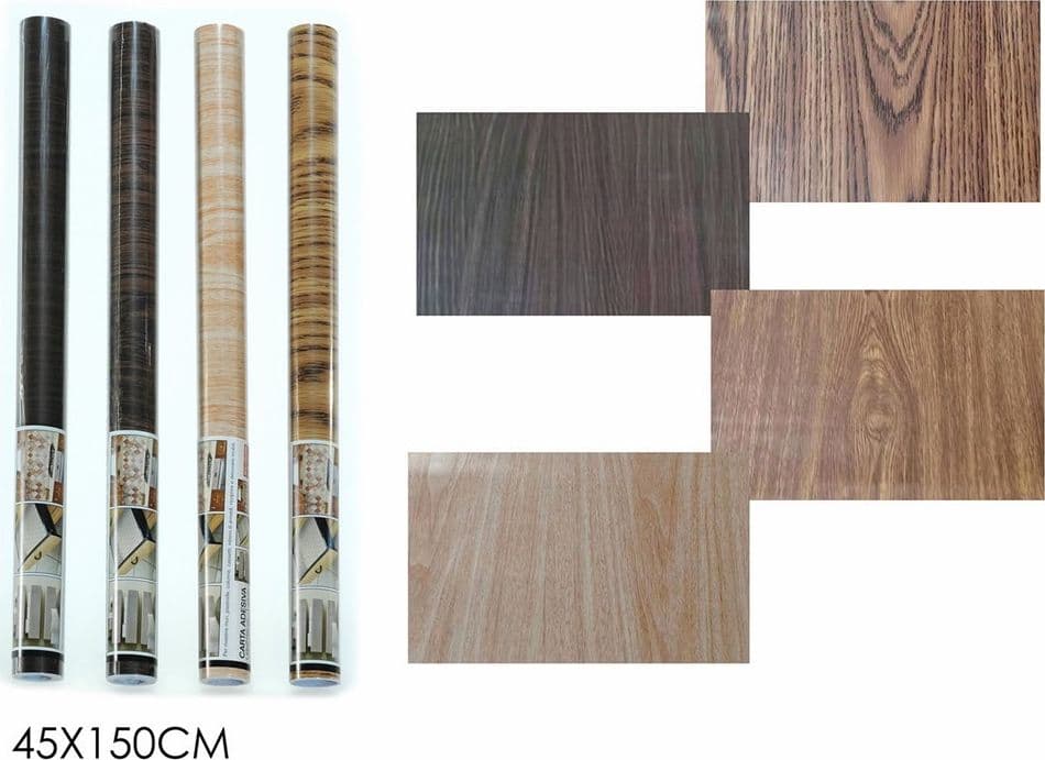 ROTOLO PELLICOLA ADESIVA EFFETTO LEGNO CARTA DA PARATI 45X150CM PER MOBILI CASSETTI ARMADI - 3