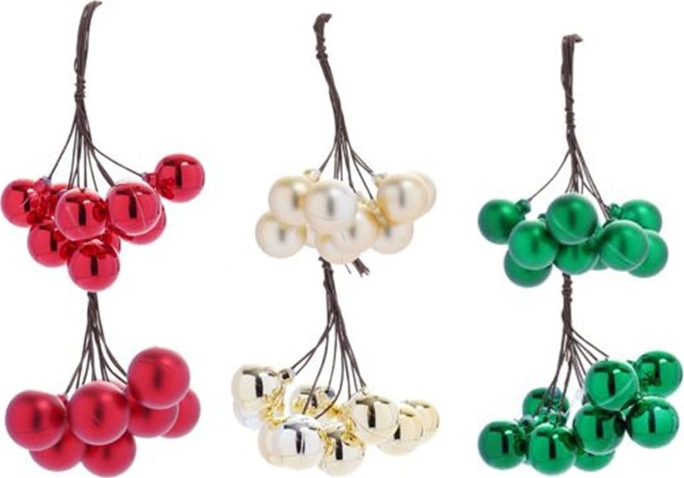 SET 9PZ GRAPPOLO DI 10 PALLINE NATALIZIE DA 2CM LUCIDE OPACHE DECORAZIONI ADDOBBI FESTE - 1