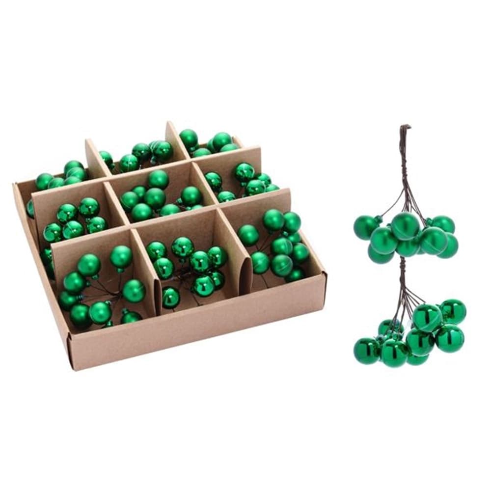 SET 9PZ GRAPPOLO DI 10 PALLINE NATALIZIE DA 2CM LUCIDE OPACHE DECORAZIONI ADDOBBI FESTE - 2