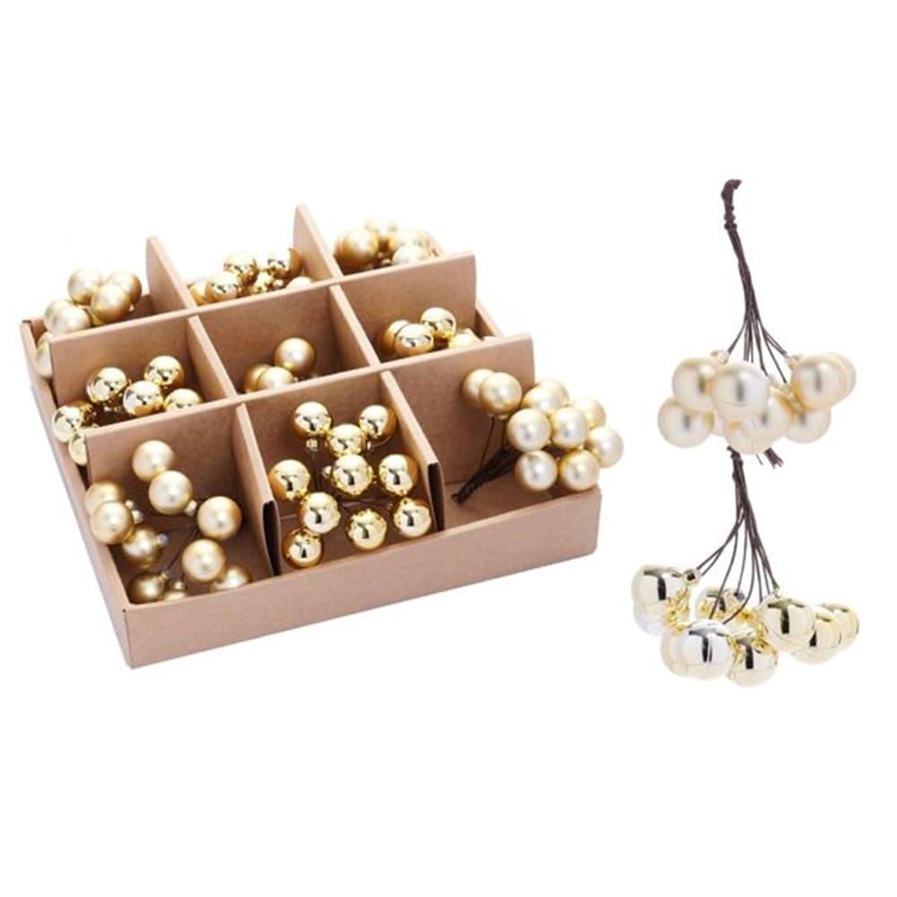 SET 9PZ GRAPPOLO DI 10 PALLINE NATALIZIE DA 2CM LUCIDE OPACHE DECORAZIONI ADDOBBI FESTE - 6