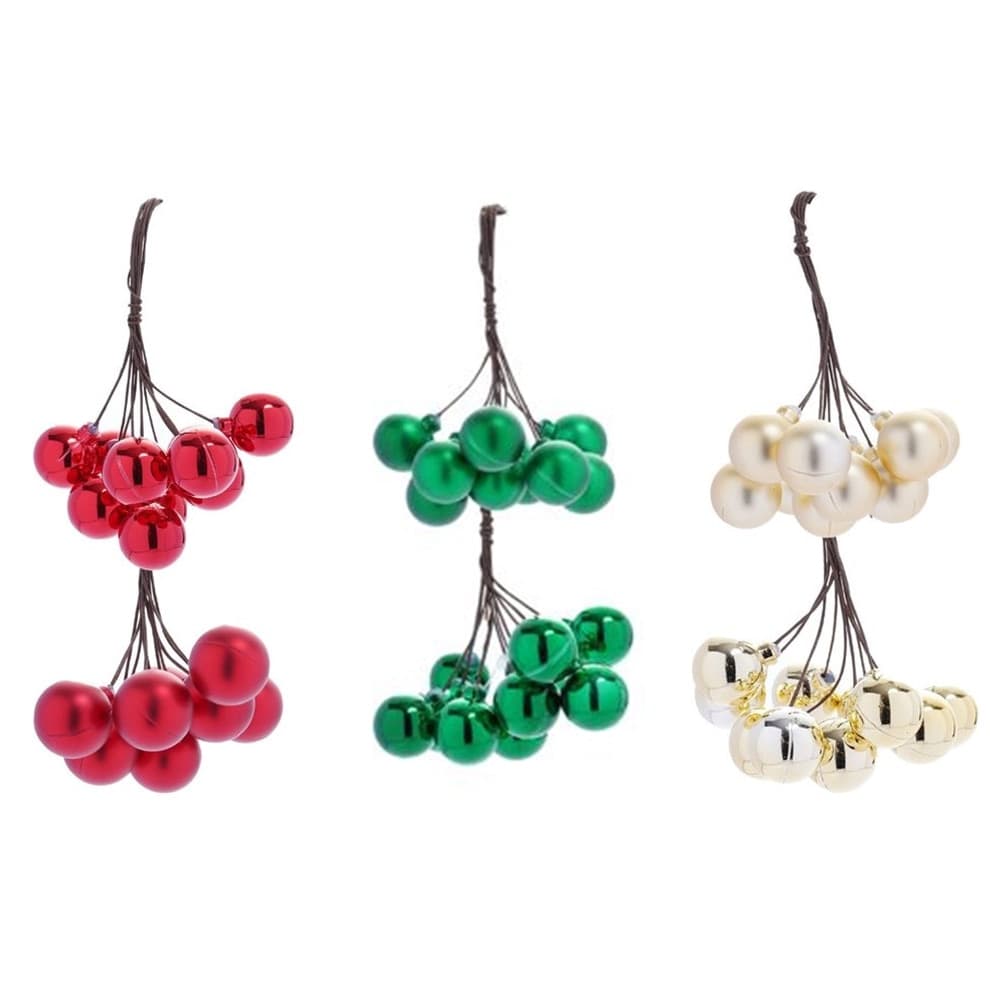 SET 9PZ GRAPPOLO DI 6 PALLINE NATALIZIE DA 3CM LUCIDE OPACHE DECORAZIONI ADDOBBI FESTE - 1