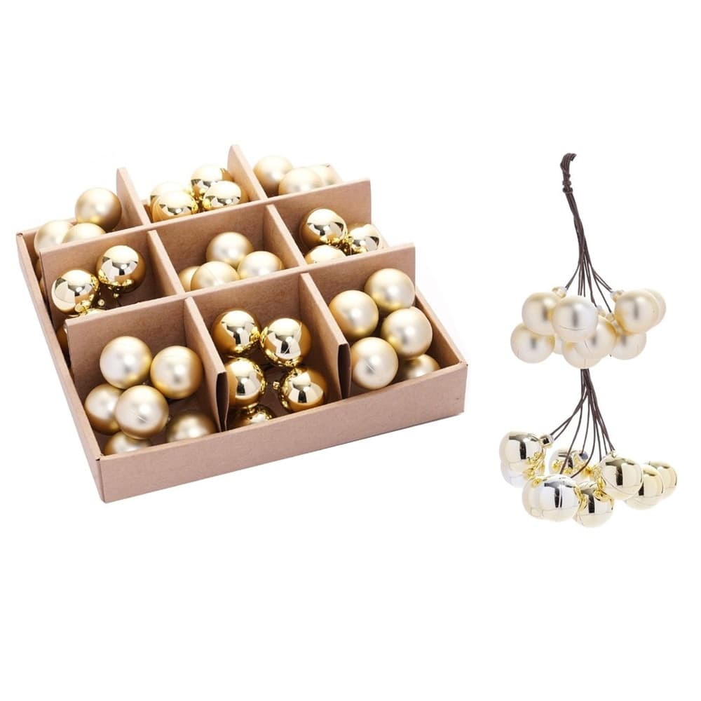 SET 9PZ GRAPPOLO DI 6 PALLINE NATALIZIE DA 3CM LUCIDE OPACHE DECORAZIONI ADDOBBI FESTE - 2