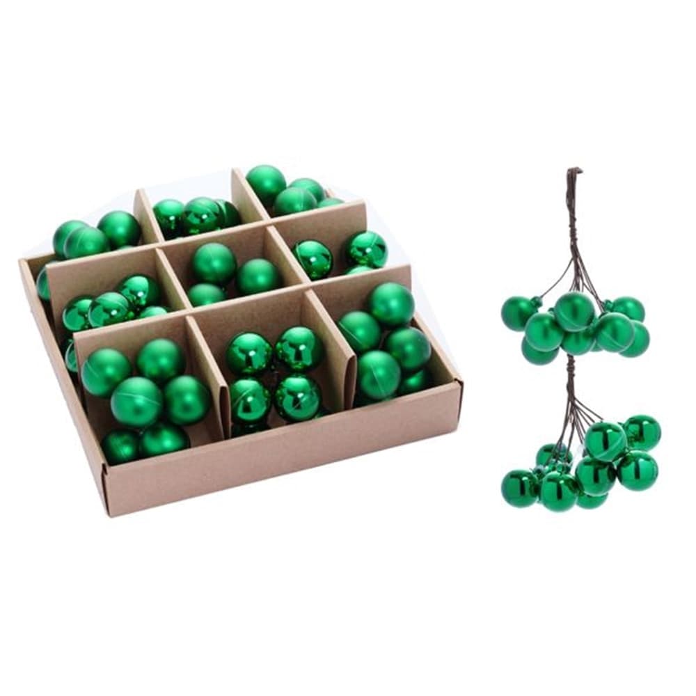 SET 9PZ GRAPPOLO DI 6 PALLINE NATALIZIE DA 3CM LUCIDE OPACHE DECORAZIONI ADDOBBI FESTE - 6