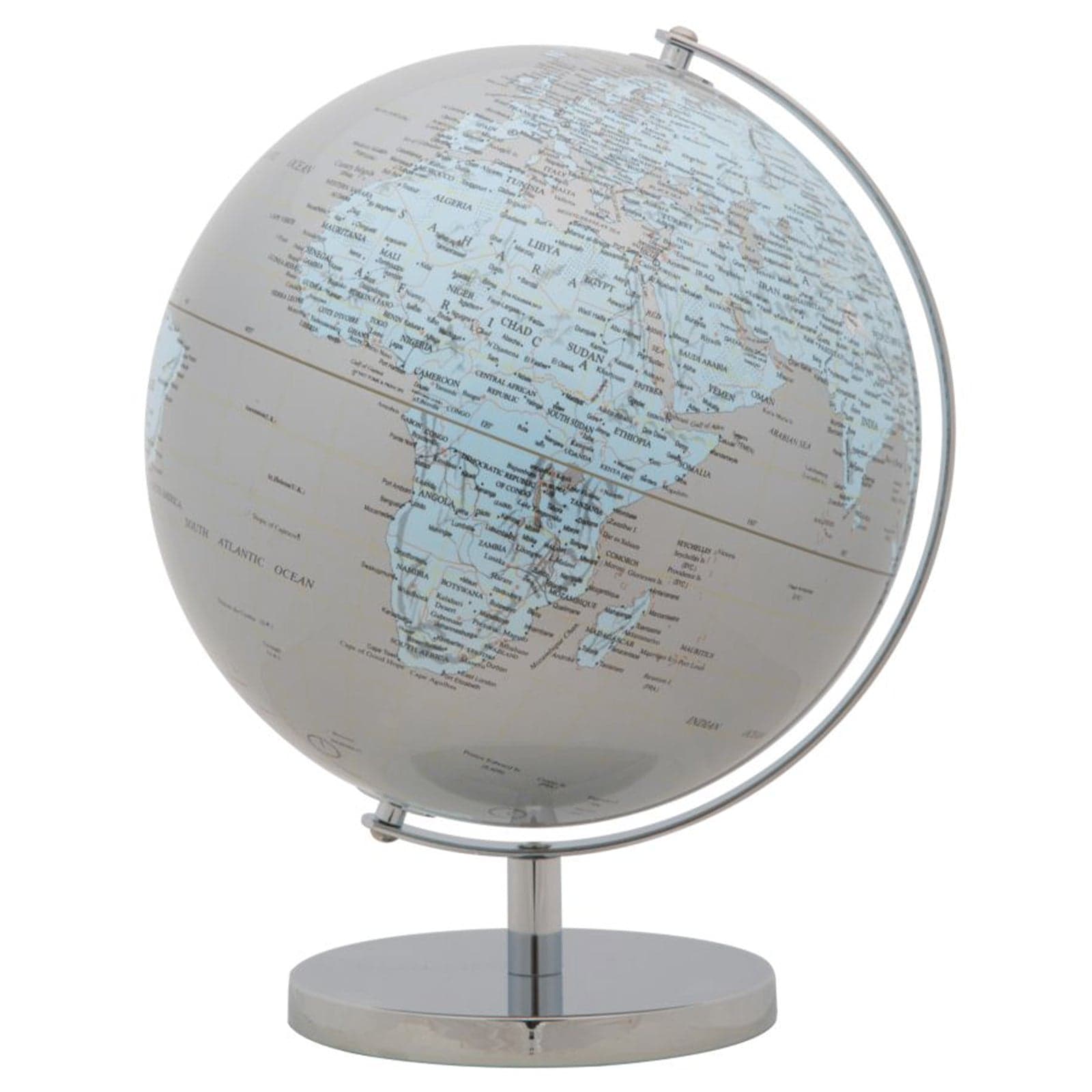 Mappamondo girevole chiaro con base in metallo per decorazione interni h 34 cm - 13