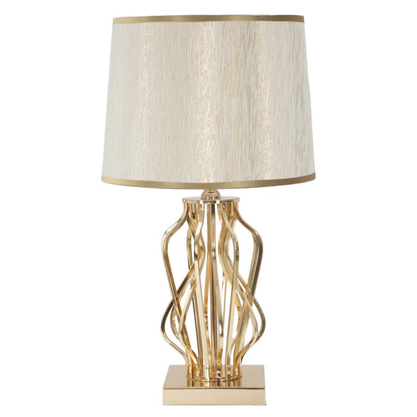 Lampada struttura in metallo e poliestere colore crema e oro per interni - 15