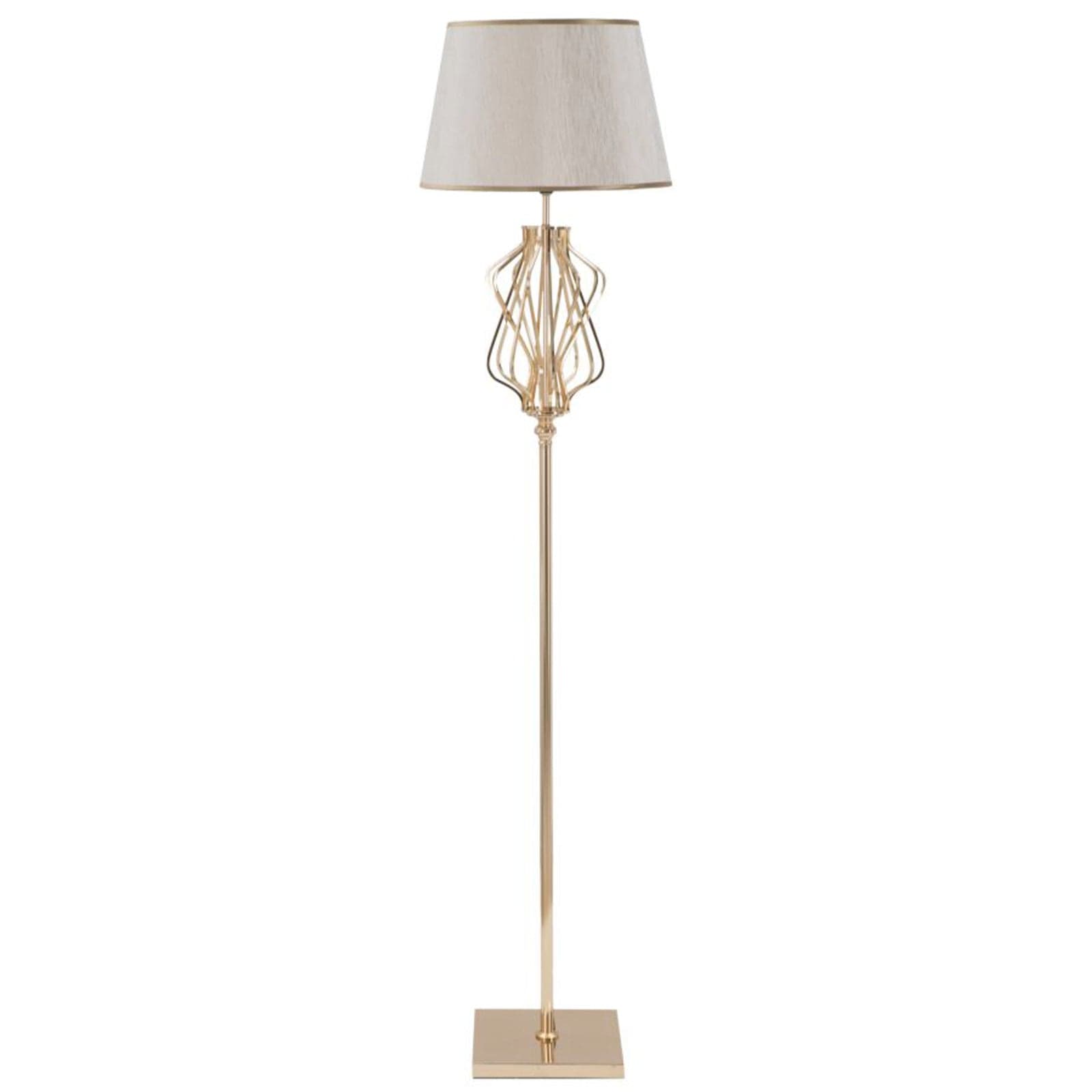 Lampada struttura in metallo e poliestere colore crema e oro per interni - 16
