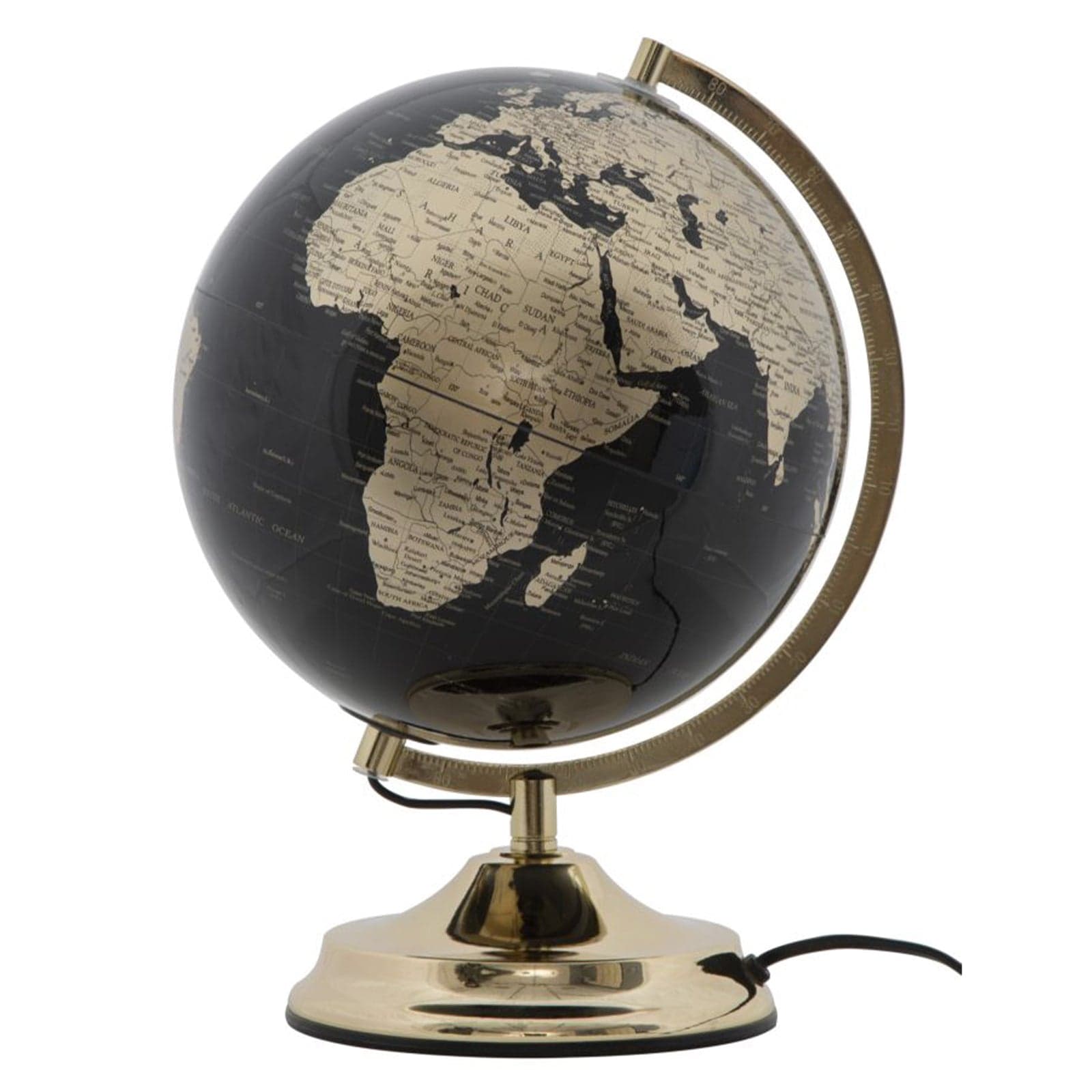 Mappamondo girevole con luce base in metallo per decorazione interni h 38 cm - 21