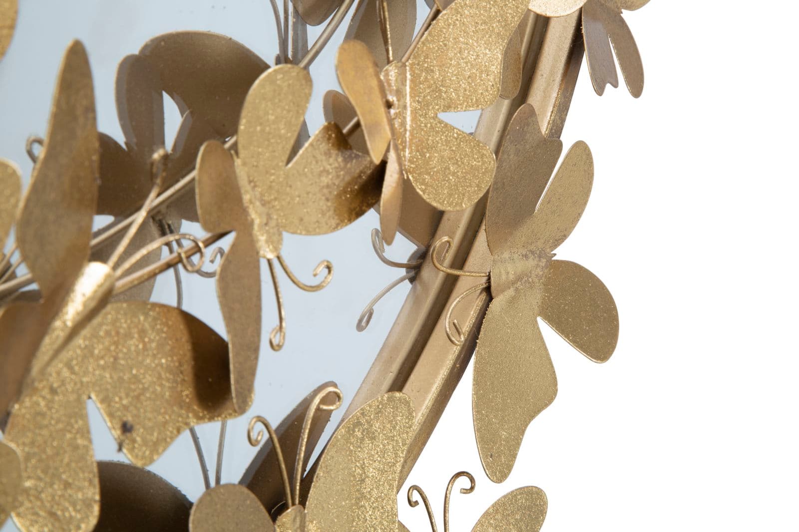 Specchio da parete con farfalle in ferro color oro per bagni e camere da letto in Specchi da parete Decor Space - Altamura, commercioVirtuoso.it