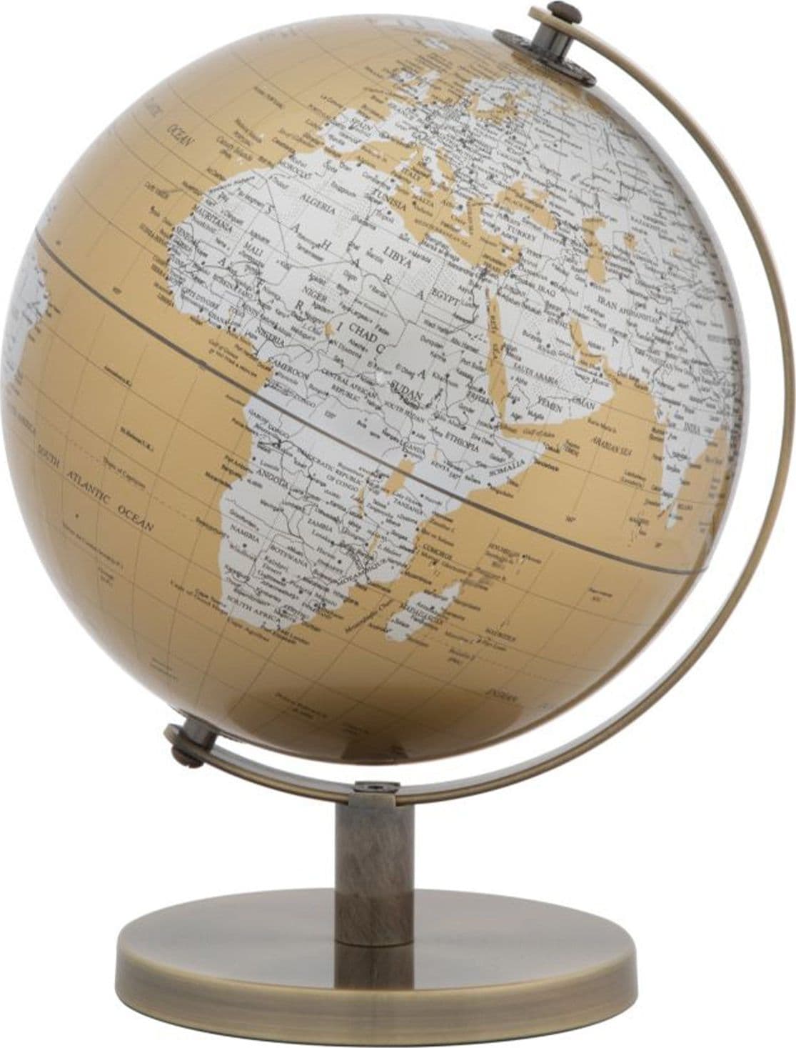 Mappamondo girevole con base in metallo per decorazione interni h 28 cm – Arancione/Bianco – Mauro Ferretti Srl