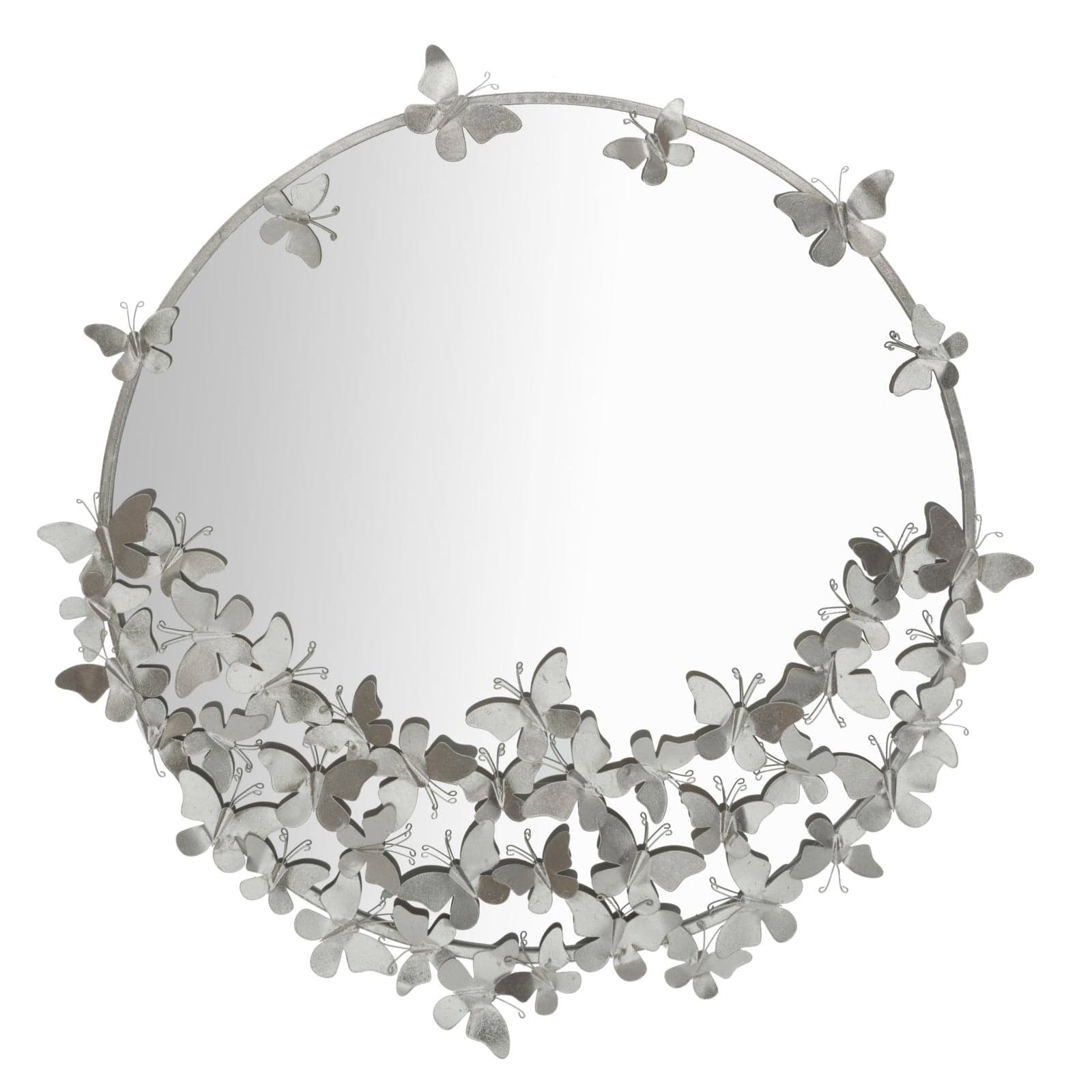 Specchio da parete con farfalle in ferro color argento per bagni e camere da letto in Specchi da parete Decor Space - Altamura, commercioVirtuoso.it