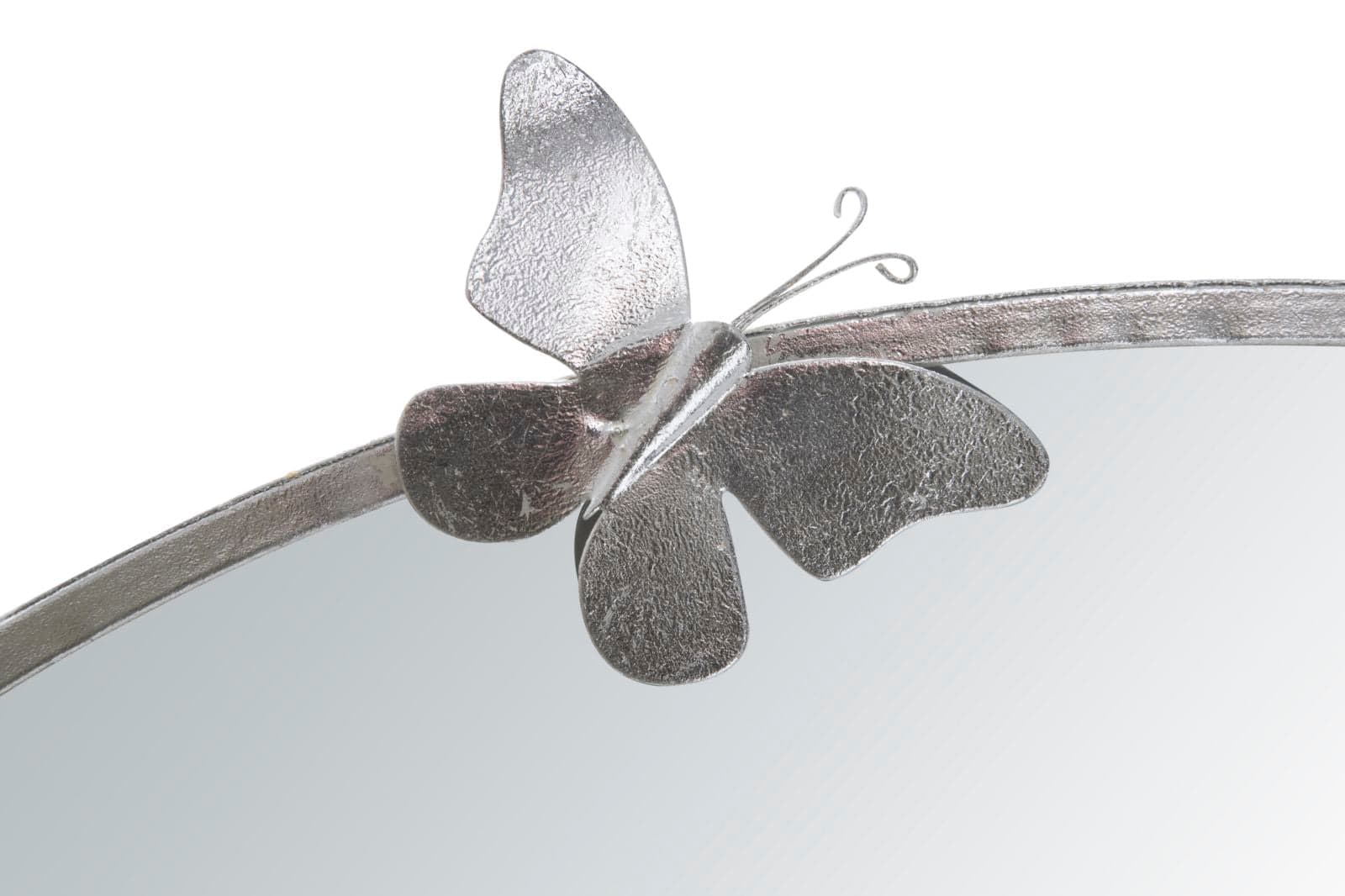 Specchio da parete con farfalle in ferro color argento per bagni e camere da letto in Specchi da parete Decor Space - Altamura, commercioVirtuoso.it