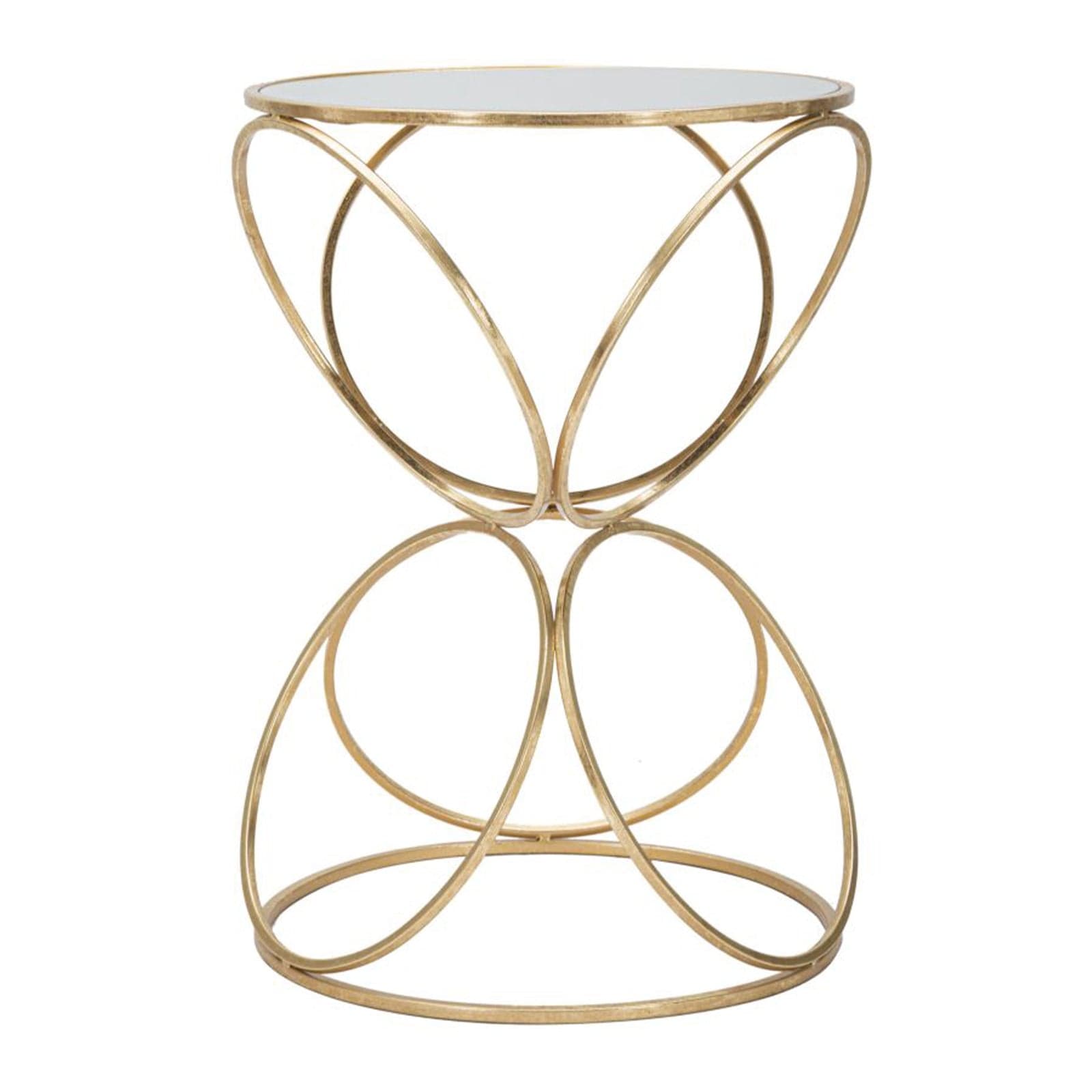 Tavolinetto "Circly" struttura in metallo color oro ripiano in vetro per interni - 8