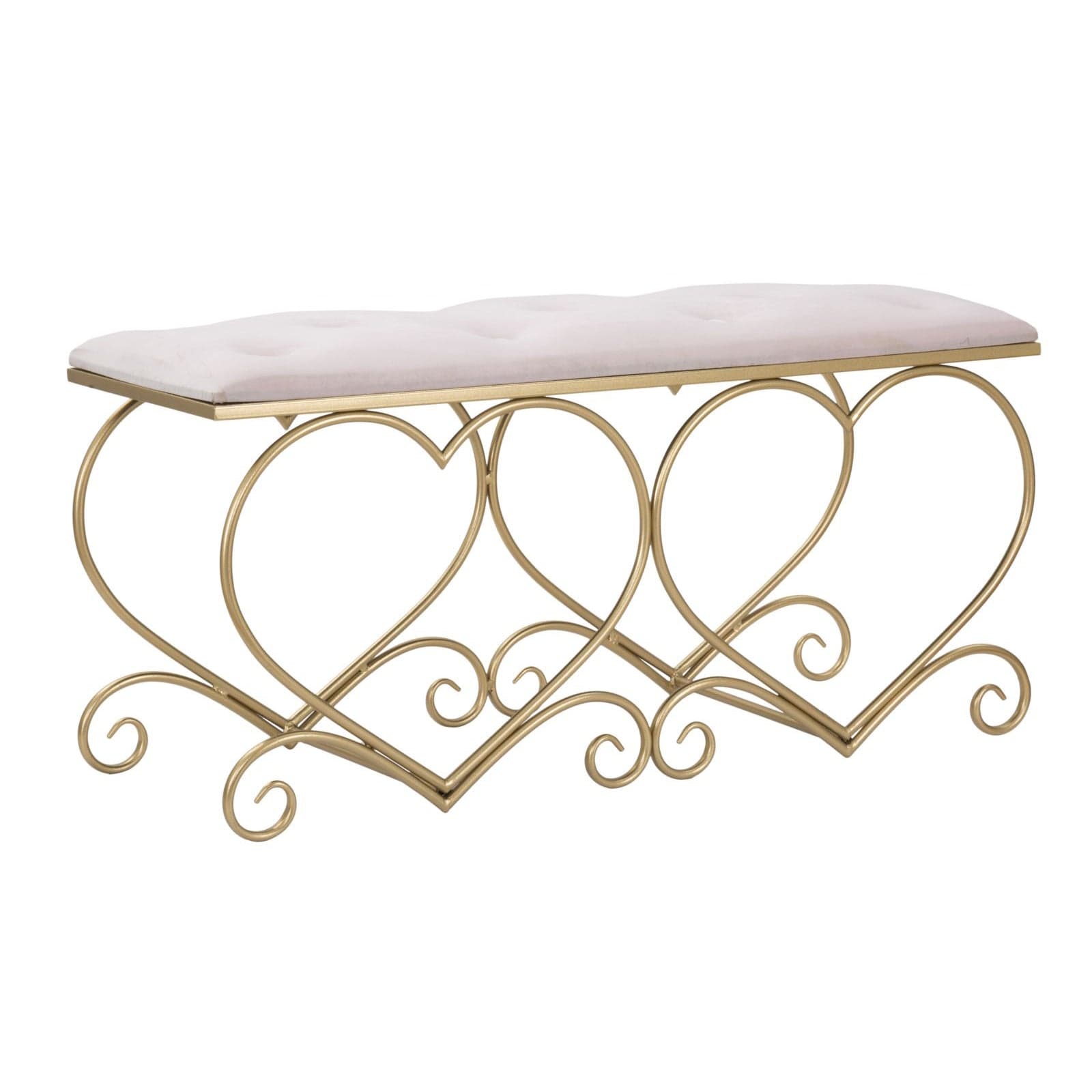 Panca "Heart" in poliestere struttura in metallo color oro per interni - 17