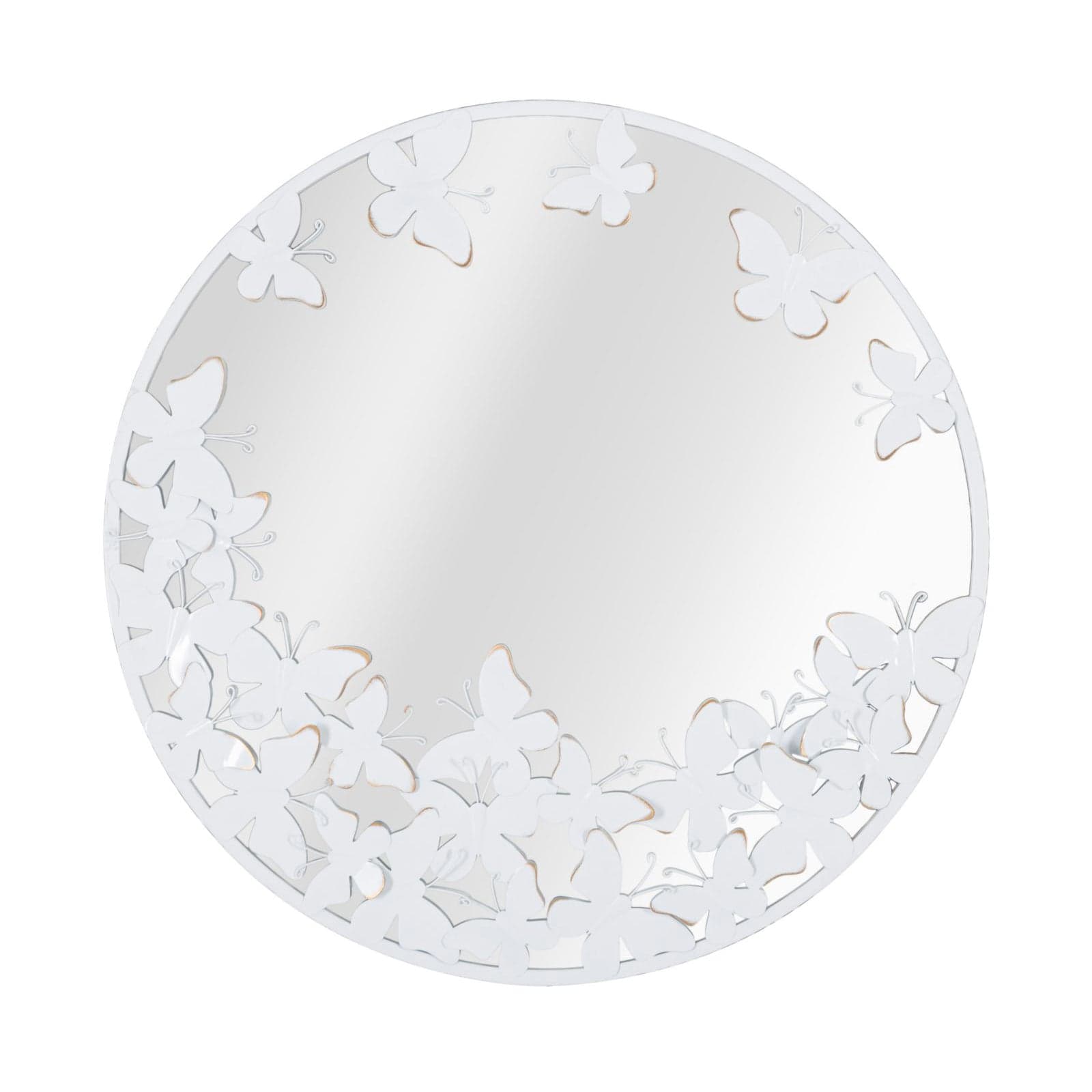 Specchio da parete farfalle in ferro color bianco per bagni e camere da letto