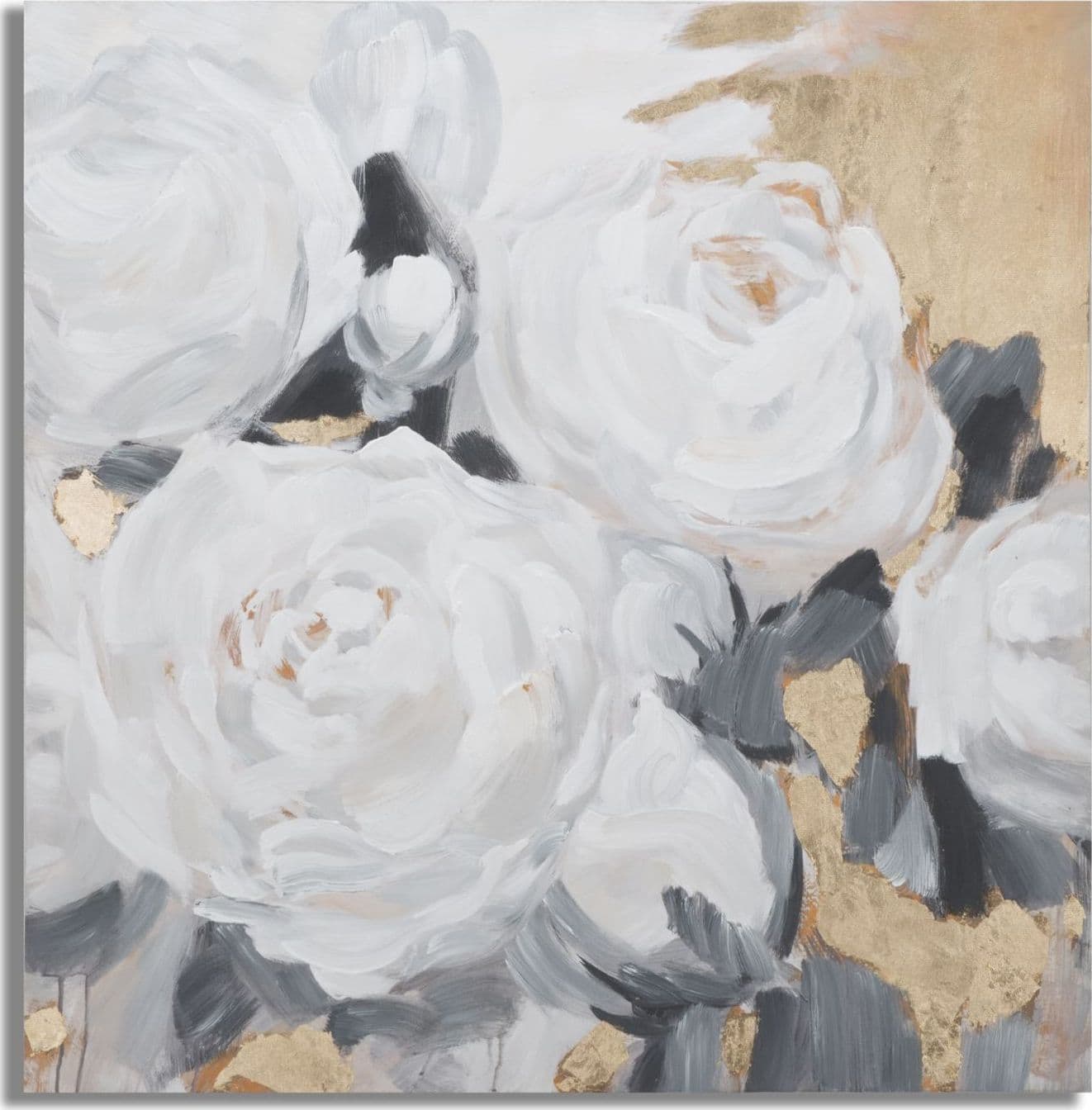Dipinto su tela rose bianche con intelaiatura in legno per decorazioni ambienti - 11