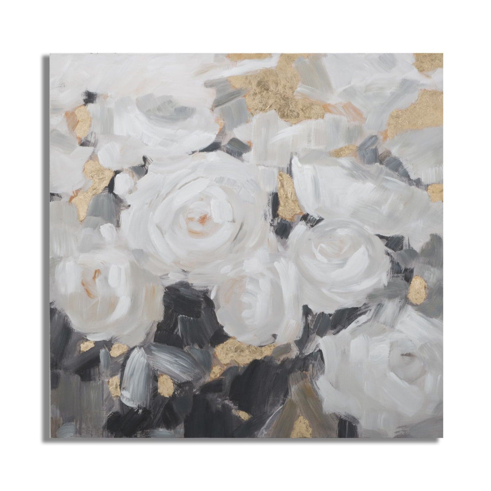 Dipinto su tela rose bianche con intelaiatura in legno per decorazioni ambienti - 12