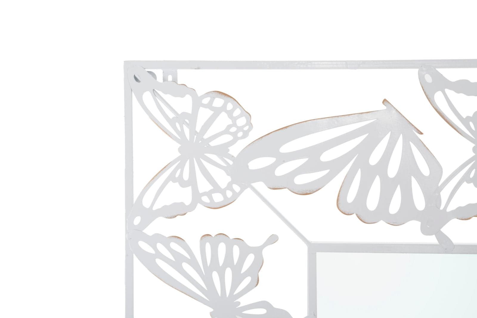 Specchio da parete rettangolare farfalle in ferro color bianco per bagni e camere da letto in Specchi da parete Decor Space - Altamura, commercioVirtuoso.it