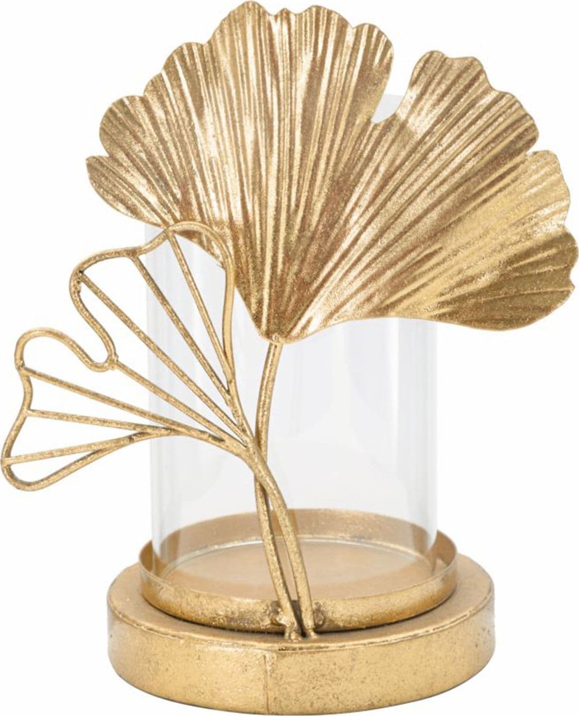 Porta candela struttura in metallo color oro con foglie per interni - 6