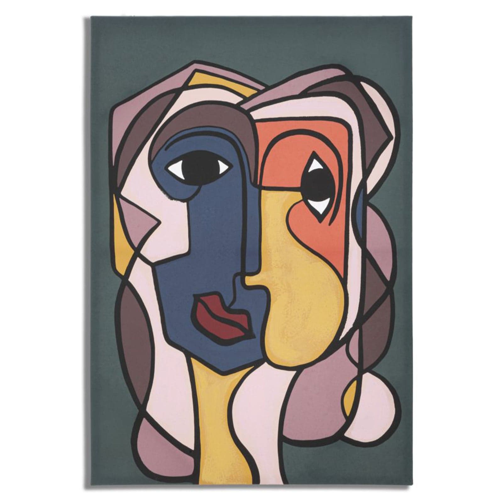 Stampa su tela volti stile cubismo con telaio in legno per decorazioni ambienti - 11