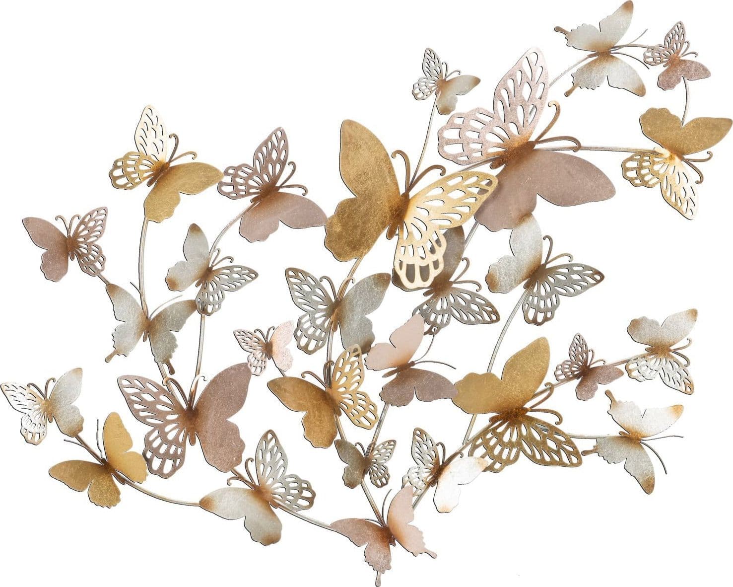 Pannello decorativo farfalle da muro in ferro per decorazioni ambienti – Oro/Rosa – Mauro Ferretti Srl