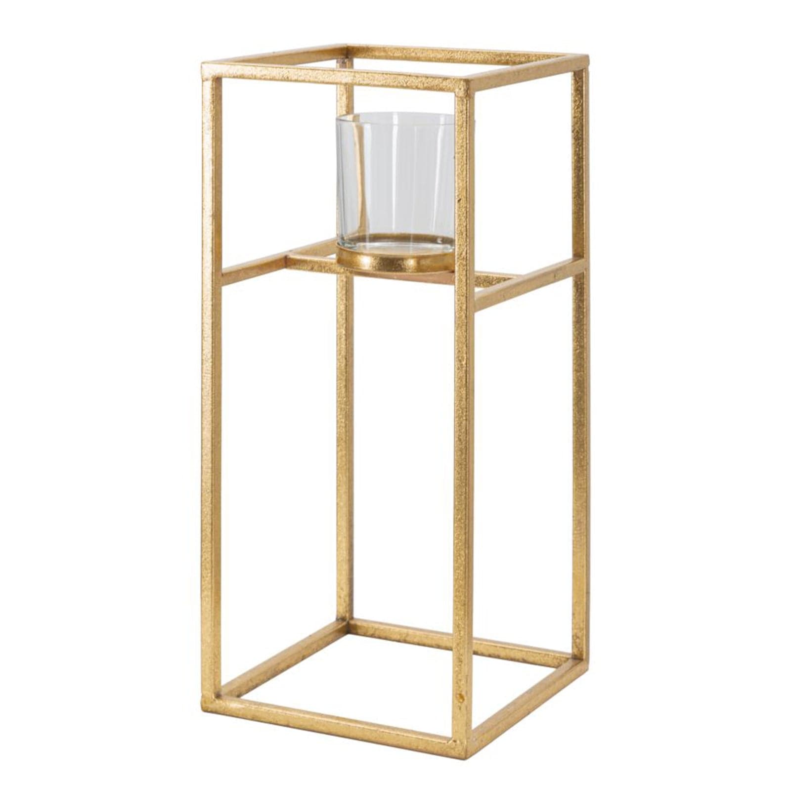 Porta candela con struttura in metallo color oro per interni - 9