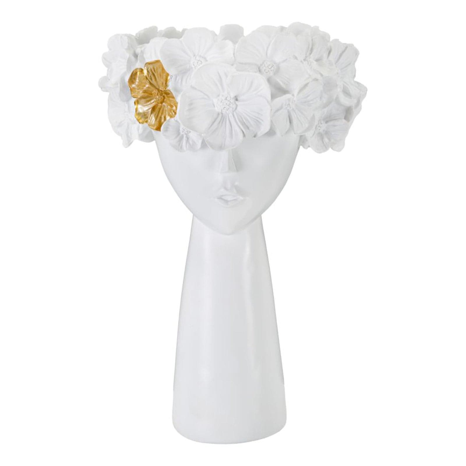 Vaso donna con fiori decorativi in poliestere bianco per decorazioni ambienti - 8