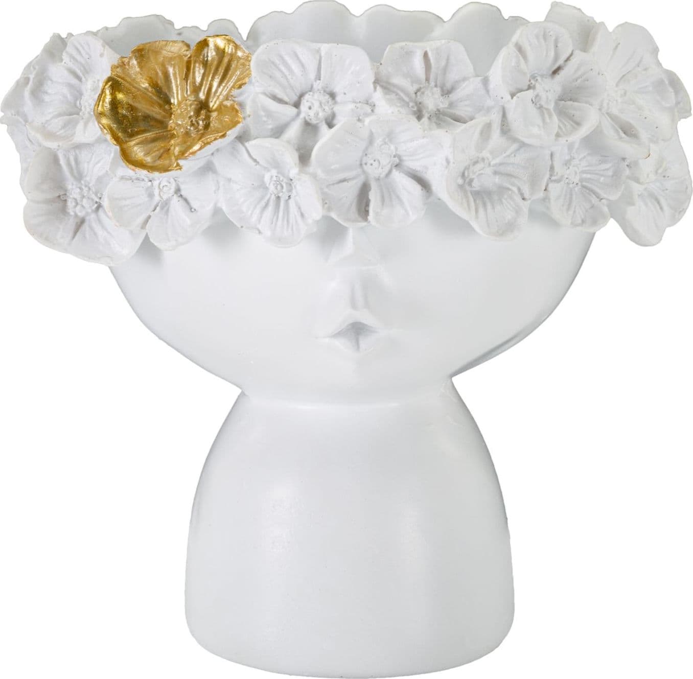 Vaso donna con fiori decorativi in poliestere bianco per decorazioni ambienti – 15 x 14 cm – Mauro Ferretti Srl