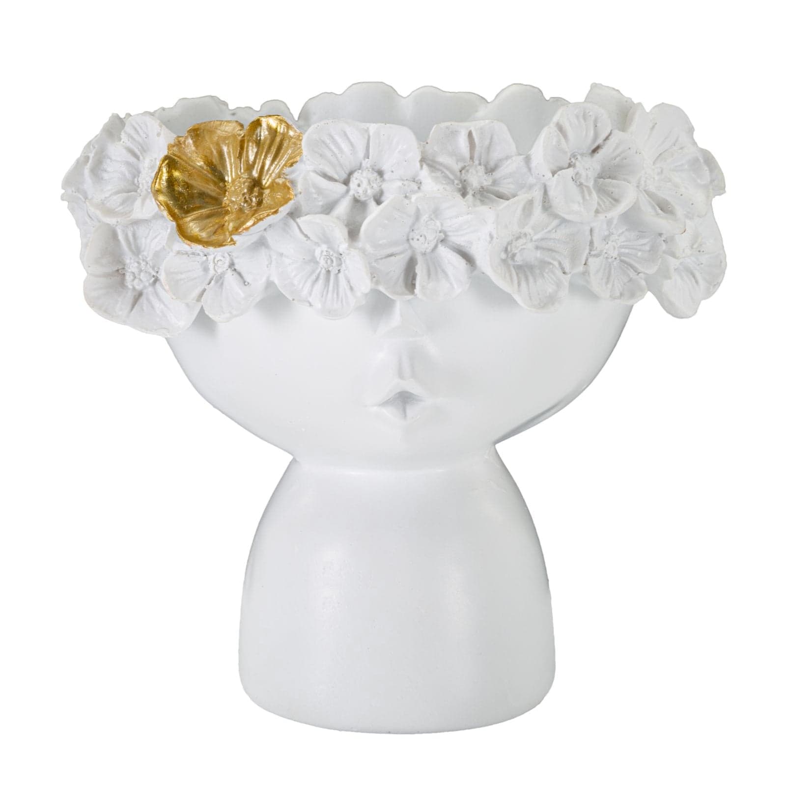 Vaso donna con fiori decorativi in poliestere bianco per decorazioni ambienti - 7