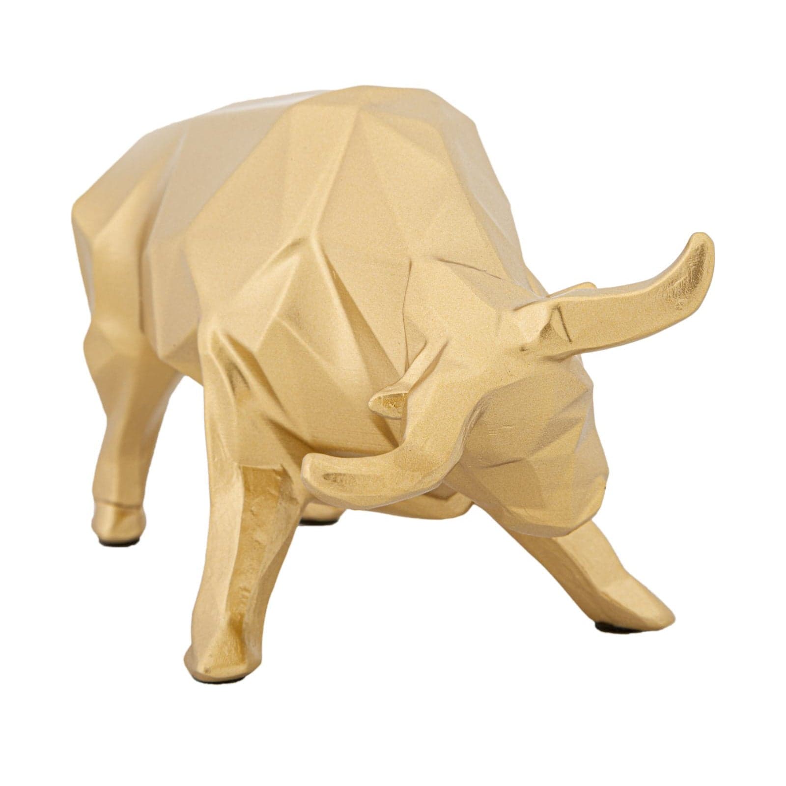 Toro decorativo in poliresina colore oro per decorazioni ambienti