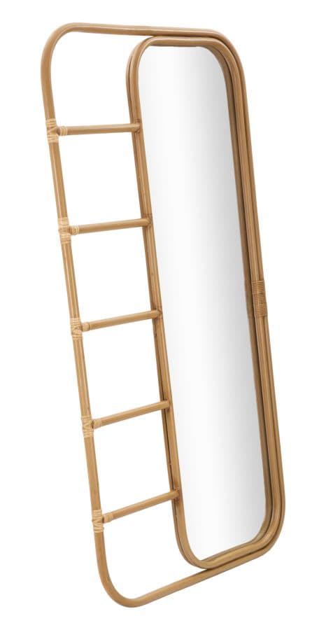 Specchio da terra in rattan con aste appendiabiti per bagni e camere da letto in Specchi da parete Decor Space - Altamura, commercioVirtuoso.it
