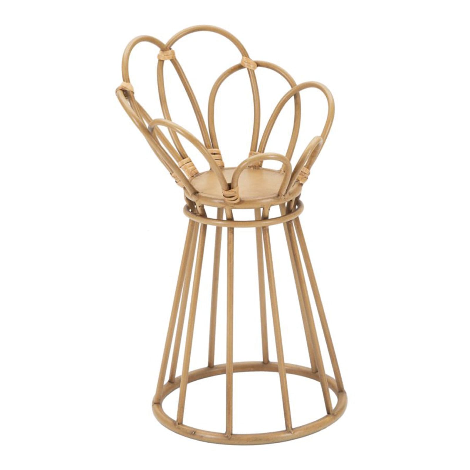 Porta vaso "Panama" rotondo in metallo con finiture in rattan per interni - 8