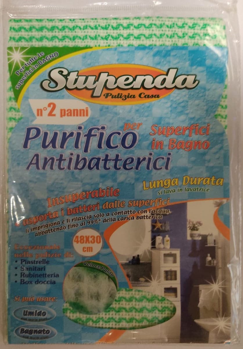 BRIANTINA - STUPENDA - 2 PANNI ANTIBATTERICI "PURIFICO" PER LA PULIZIA DEL BAGNO ****