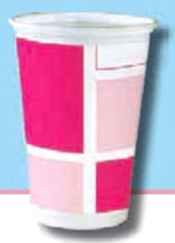 HOSTI - 10 BICCHIERI IN PLASTICA 0.2l - DECORAZIONI ROSSE - LINEA "ART DEC"
