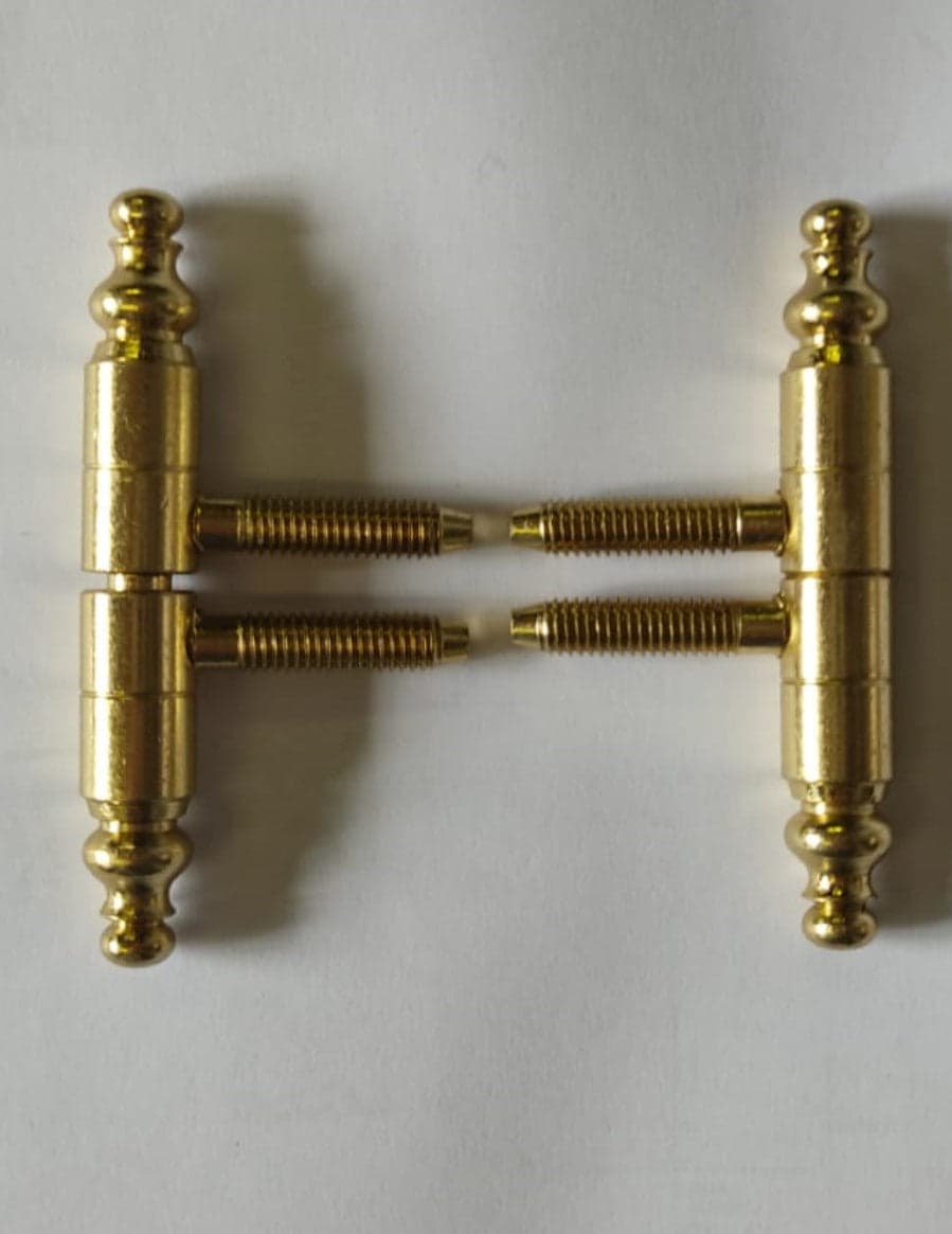 2 PEZZI - CERNIERE TORNITE "ANUBA" CON TESTINA MODELLO BAROCCO Ø11MM - OTTONATE