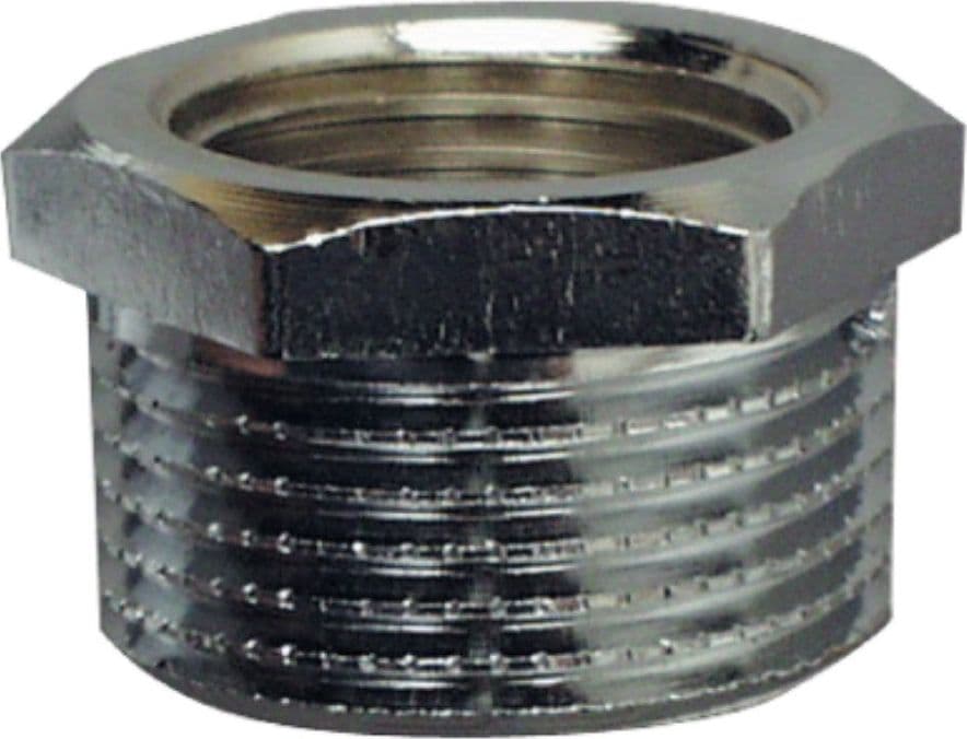 RIDUZIONE 3/4"x3/8" - IN OTTONE CROMATO - CON FILETTATURA INTERNA ED ESTERNA
