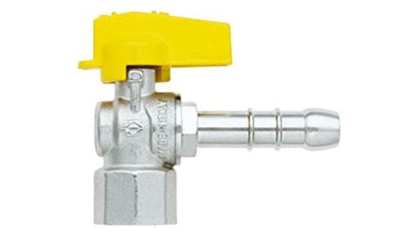 RUBINETTO PER GAS A SFERA SQUADRATA CON PORTAGOMMA CORTO - RACCORDO F1/2"
