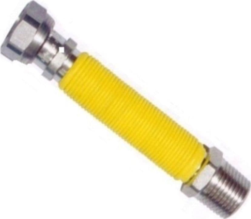 TUBO FLESSIBILE ED ESTENSIBILE PER GAS 65/125MM - RACCORDO 3/4" - IN ACCIAIO INOX - COLORE GIALLO