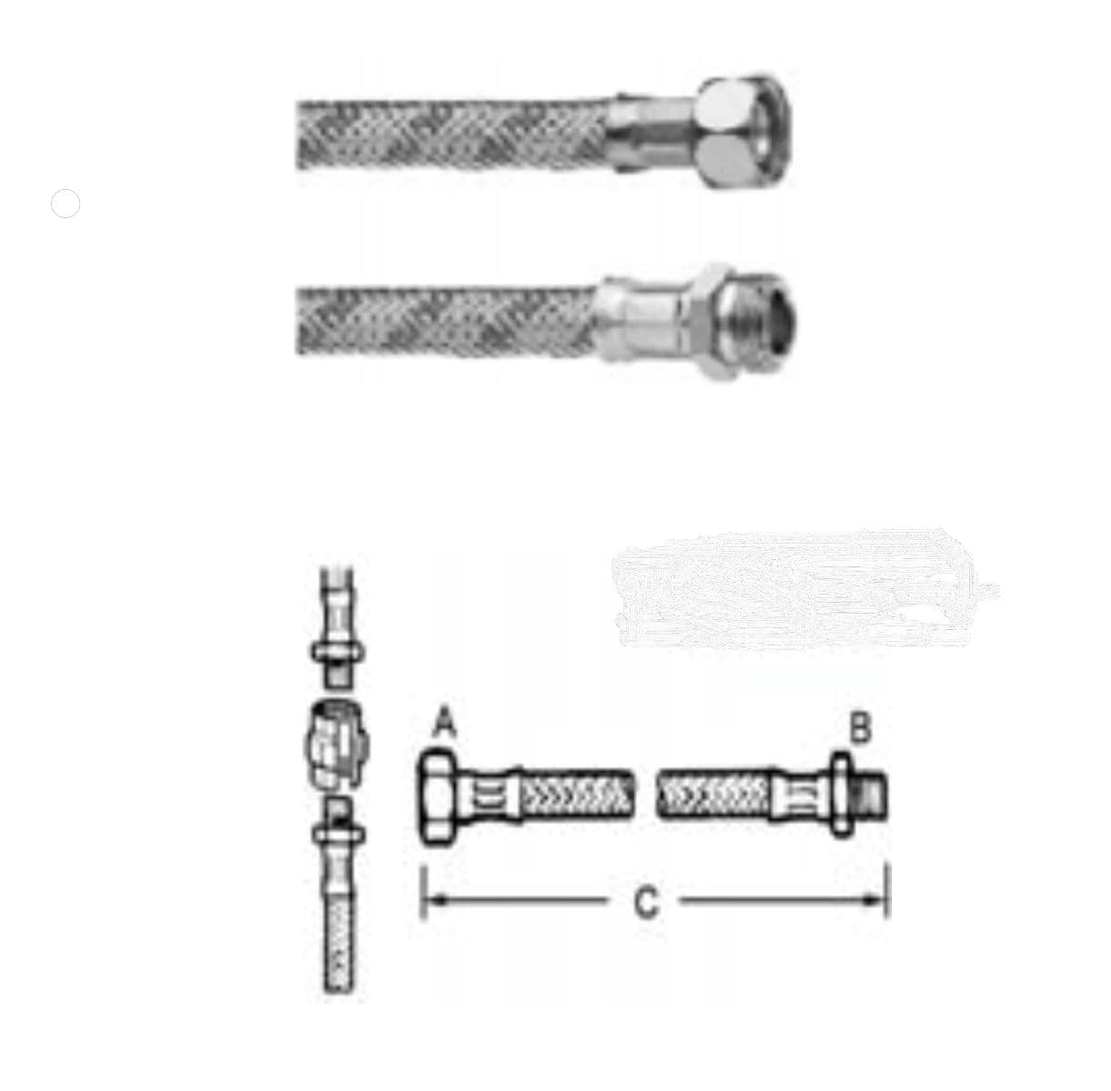 CONDY - ATTACCHINO INOX M1/2"-F3/8" MM.500