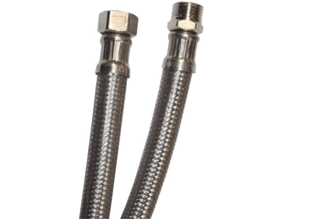 ATTACCHINO FLESSIBILE PER MONOCOMANDO 400MM - RACCORDO M3/8"- F1/2" - IN ACCIAIO INOX