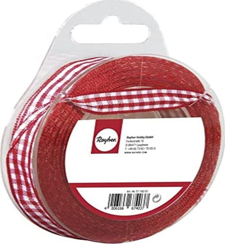 RAYHER - NASTRO DI RASO "ORGANZA" - COLORE ROSSO E BIANCO 9,5MMX10MT