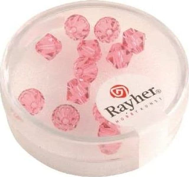 RAYHER - 12 PEZZI - PERLE DI CRISTALLO "SWAROVSKI" FORMA ROMBO Ø6MM - COLORE ROSA