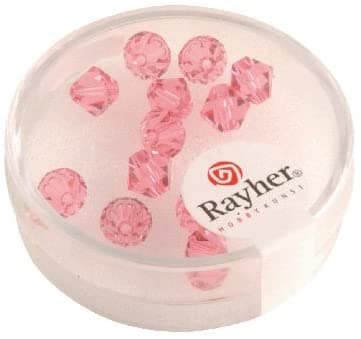 RAYHER - 12 PEZZI - PERLE DI CRISTALLO "SWAROVSKI" FORMA ROMBO Ø6MM - COLORE ROSA