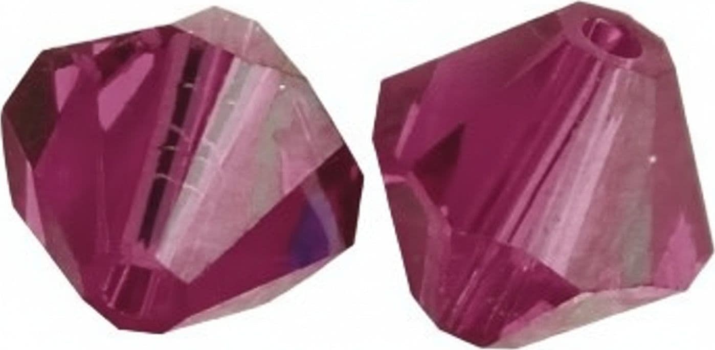RAYHER - 12 PEZZI - PERLE DI CRISTALLO "SWAROVSKI" FORMA ROMBO Ø6MM - COLORE FUCSIA