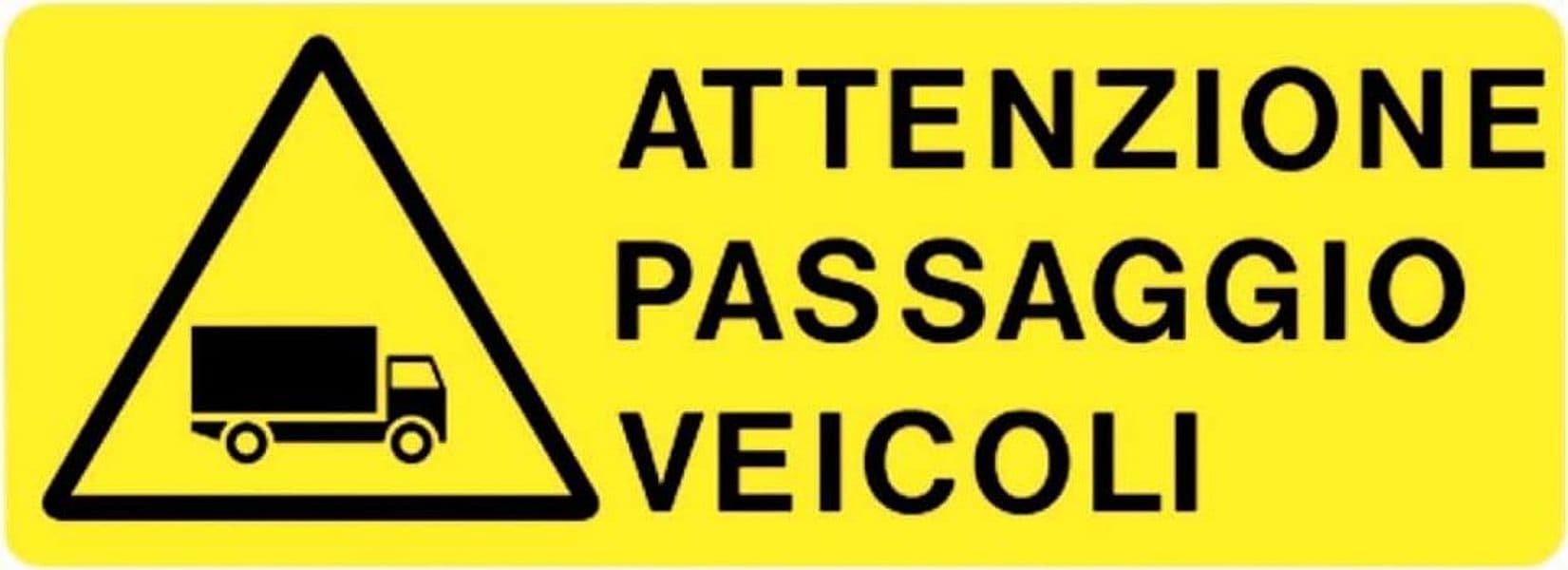 PUBBLICENTRO - CARTELLO IN PLASTICA "ATTENZIONE PASSAGGIO VEICOLI" 125X350MM