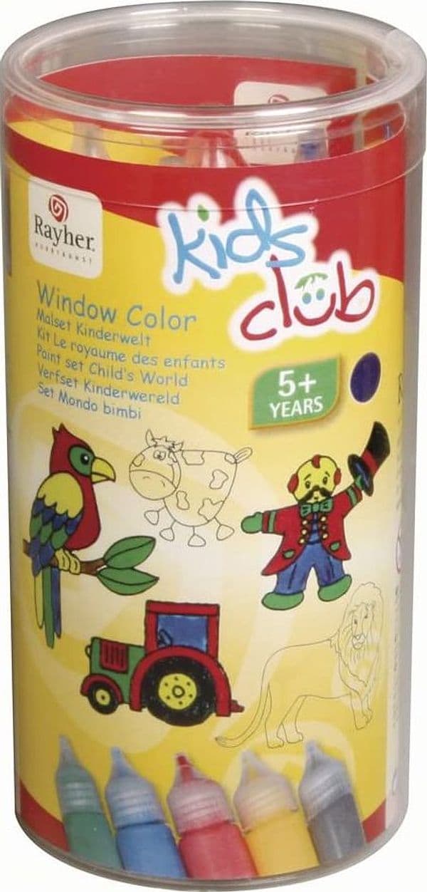 RAYHER - 5x25ml - KIT PITTURA 5 COLORI "WINDOW COLOR" PER BAMBINI