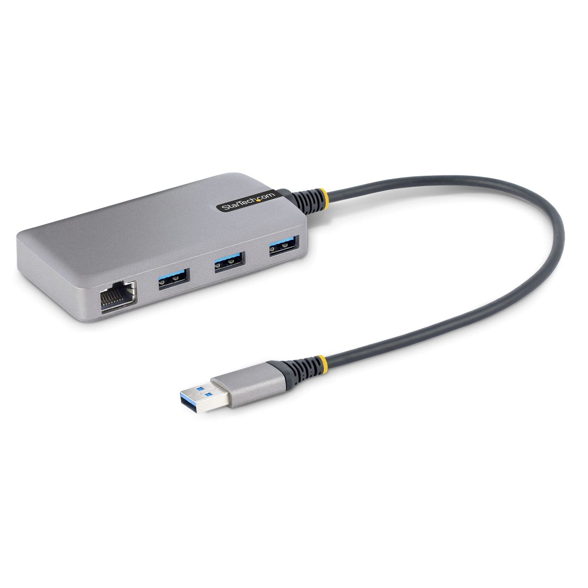 Startech.com hub usb a 3 porte con ethernet - hub usb 3.0 5gbps alimentato via bus - hub splitter usb-a a 3x usb-a portatile per desktop/notebook con ingresso di alimentazione ausiliaria opzionale - cavo da 30 cm - 5G3AGBB-USB-A-HUB in  eWeki - Napoli, commercioVirtuoso.it