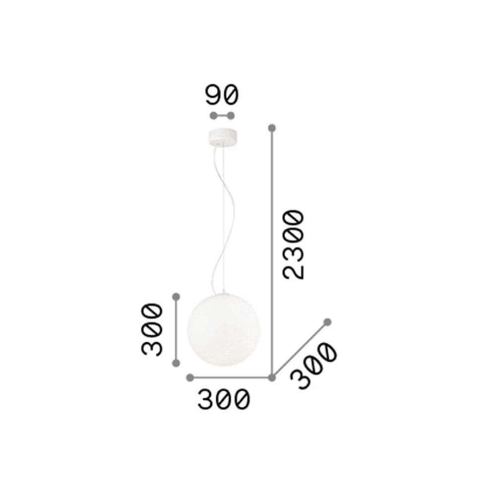 Sospensione Moderna Mapa Vetro Acidato Bianco 1 Luce E27 D30Cm in Lampade a sospensione LuceArt - Montecorvino Pugliano, commercioVirtuoso.it